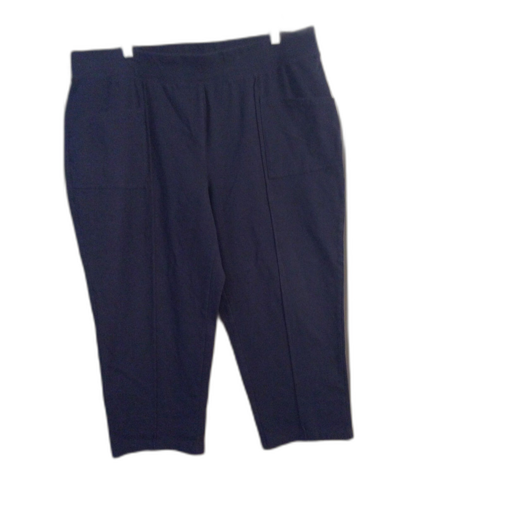 D & Co Active Navy Blue Stretch Capri Pants Plus 1X Front Pockets